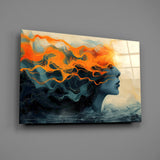Elemental fluid art cinematic glass wall art in meditation studio