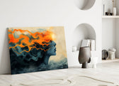 Korean brushpainting cinematic glass wall art in heritage stairwell