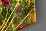 Scarlet poppies cinematic glass wall art in feminine-luxe boudoir