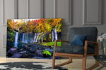Travel poster cinematic glass wall art in private library reading nook
