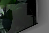 White lily macro cinematic glass wall art in feminine-luxe boudoir