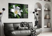 Easter purity bloom cinematic glass wall art in heritage living room