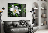 Easter purity bloom cinematic glass wall art in heritage living room