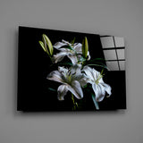 Old Master altar bouquet cinematic glass wall art in feminine-luxe boudoir