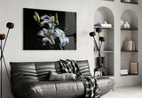 Easter trinity bloom cinematic glass wall art in wellness clinic reception