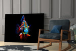 Aquatic portrait cinematic glass wall art in private library reading nook