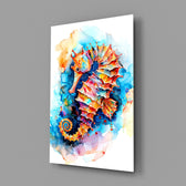 Fine art marine cinematic glass wall art in coastal-themed sitting room