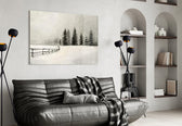 Winter forest cinematic glass wall art in coffeeshop boutique