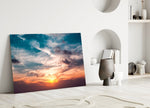 Turner-sky painting cinematic glass wall art in heritage stairwell