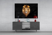 Wildlife oil cinematic glass wall art in boutique-hotel lounge