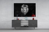 Pewter wildlife cinematic glass wall art in boutique-hotel lounge
