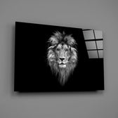 Noir wildlife cinematic glass wall art in masculine-luxe study