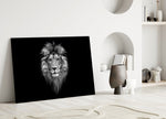 Old-Master noir cinematic glass wall art in heritage stairwell