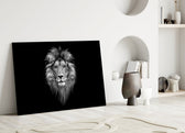 Old-Master noir cinematic glass wall art in heritage stairwell