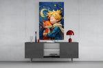 Van-Gogh impasto cinematic glass wall art in light-filled atelier