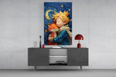 Van-Gogh impasto cinematic glass wall art in light-filled atelier