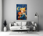 Saint-Exupéry tribute cinematic glass wall art in heritage stairwell