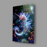 Deep reef fantasy cinematic glass wall art in coastal-themed sitting room