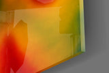 Heat-map back cinematic glass wall art in feminine-luxe boudoir
