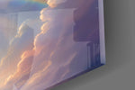 Celestial heart cinematic glass wall art in feminine-luxe boudoir