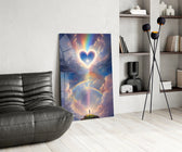Cosmic heart sky cinematic glass wall art over modern dining sideboard
