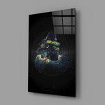 Spiritual love cinematic glass wall art in meditation studio
