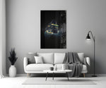 Cosmic romance cinematic glass wall art in heritage stairwell