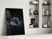 Prismatic spiritual cinematic glass wall art in private library reading nook