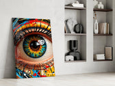 Street-art portrait cinematic glass wall art in private library reading nook