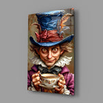 Alice Wonderland fantasy cinematic glass wall art in child's whimsical bedroom