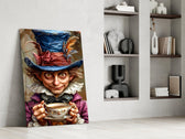 Victorian eccentric cinematic glass wall art in private library reading nook