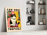Cat poster cinematic glass wall art in private library reading nook