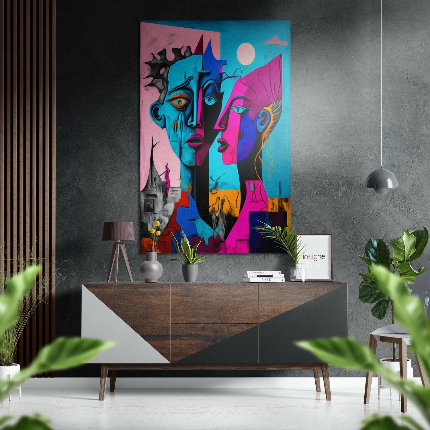 Picasso Stili Fırçalı Metalik Alu-Dibond.