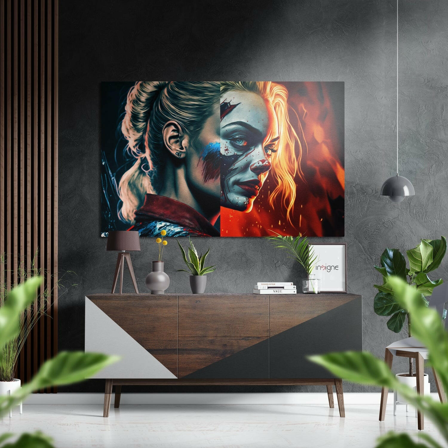 Harley Quinn Fırçalı Metalik Alu-Dibond.