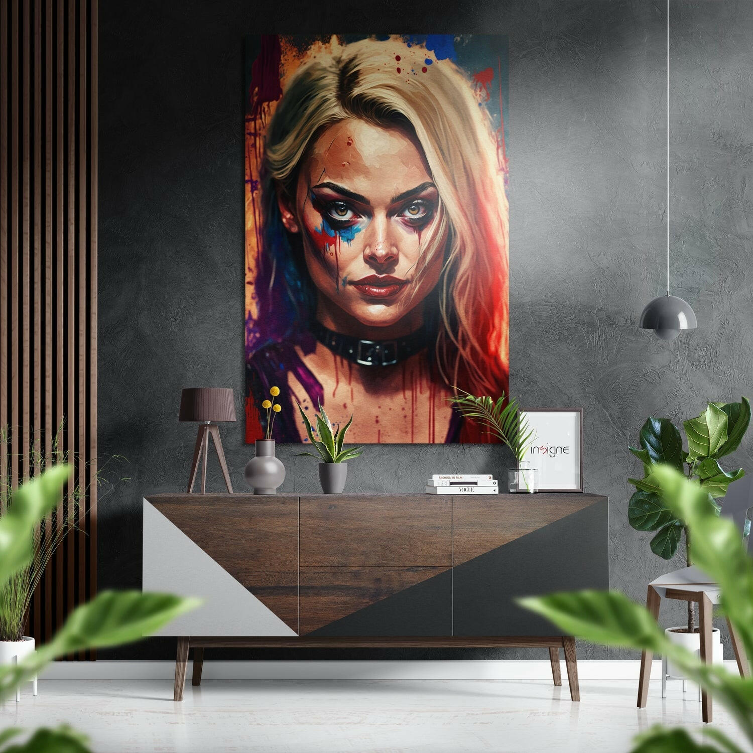 Harley Quinn Fırçalı Metalik Alu-Dibond.