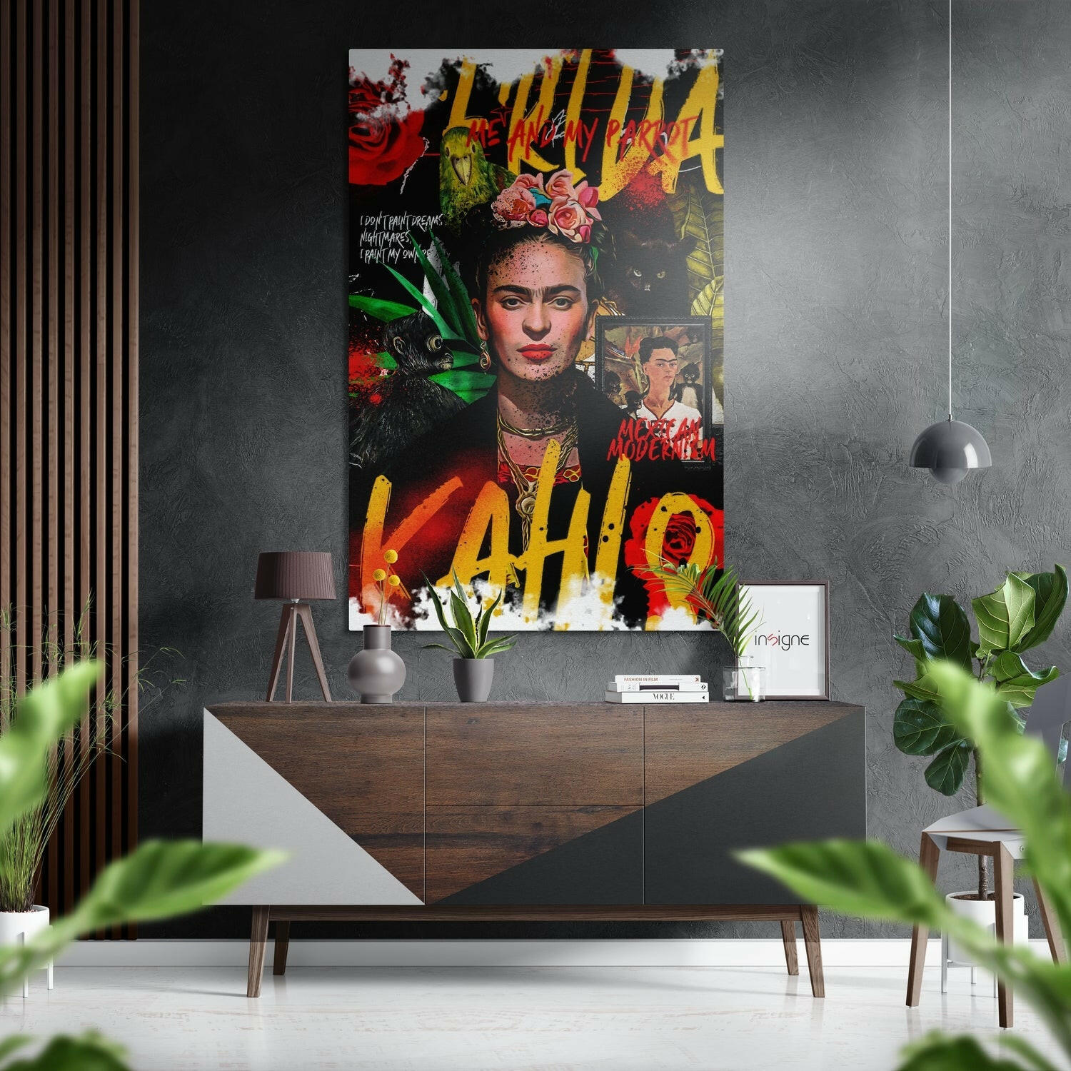 Frida Kahlo Fırçalı Metalik Alu-Dibond.
