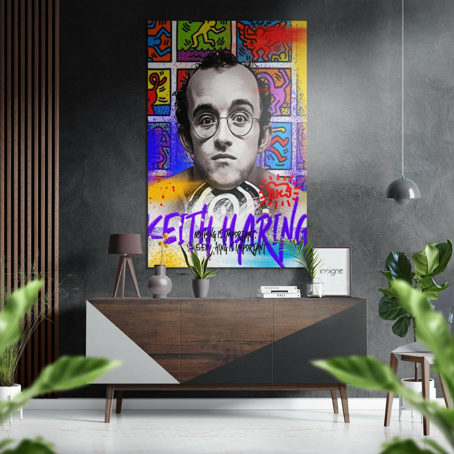 Keith Haring Fırçalı Metalik Alu-Dibond.
