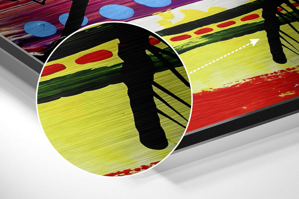 Kandinsky Stili Fırçalı Metalik Alu-Dibond.