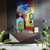 Kandinsky Stili Fırçalı Metalik Alu-Dibond.