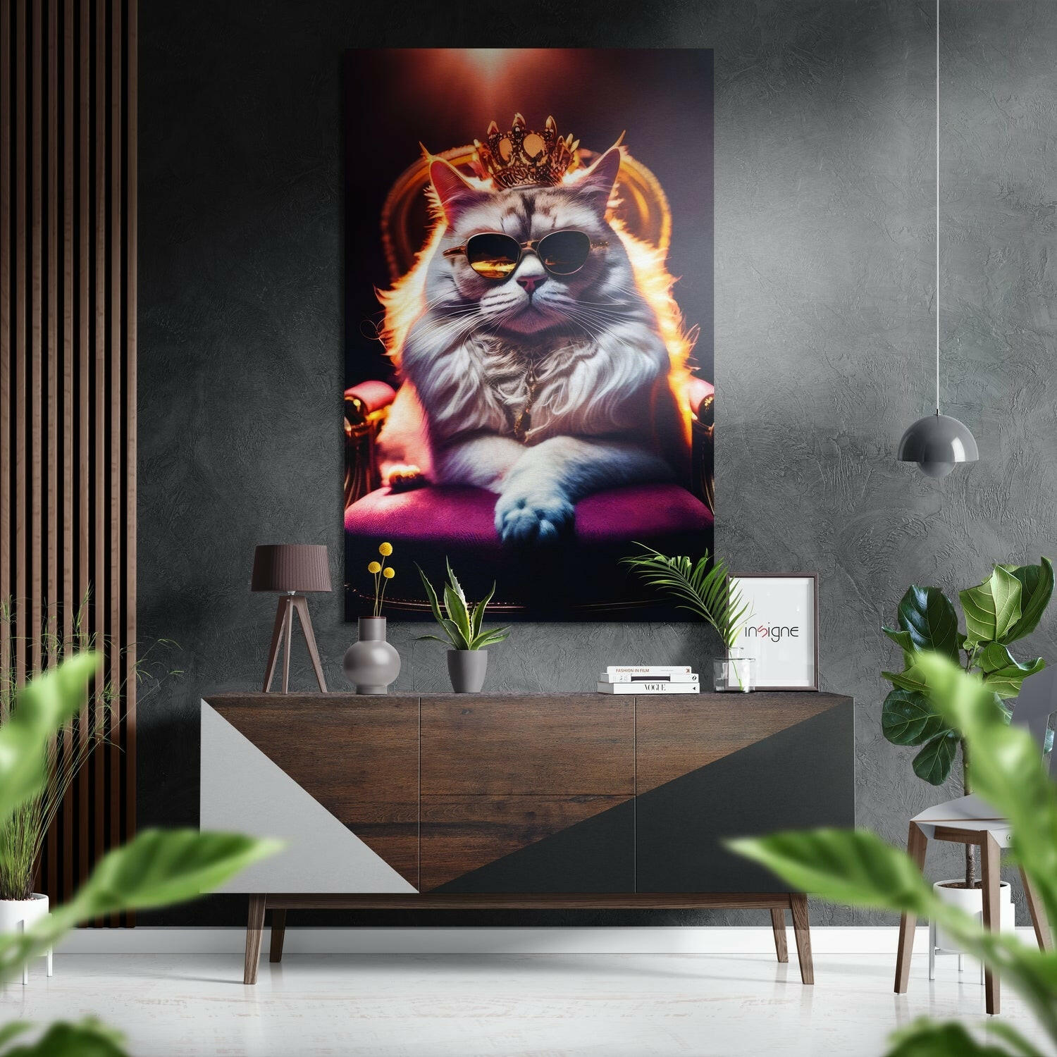 Kedi Kral Fırçalı Metalik Alu-Dibond.
