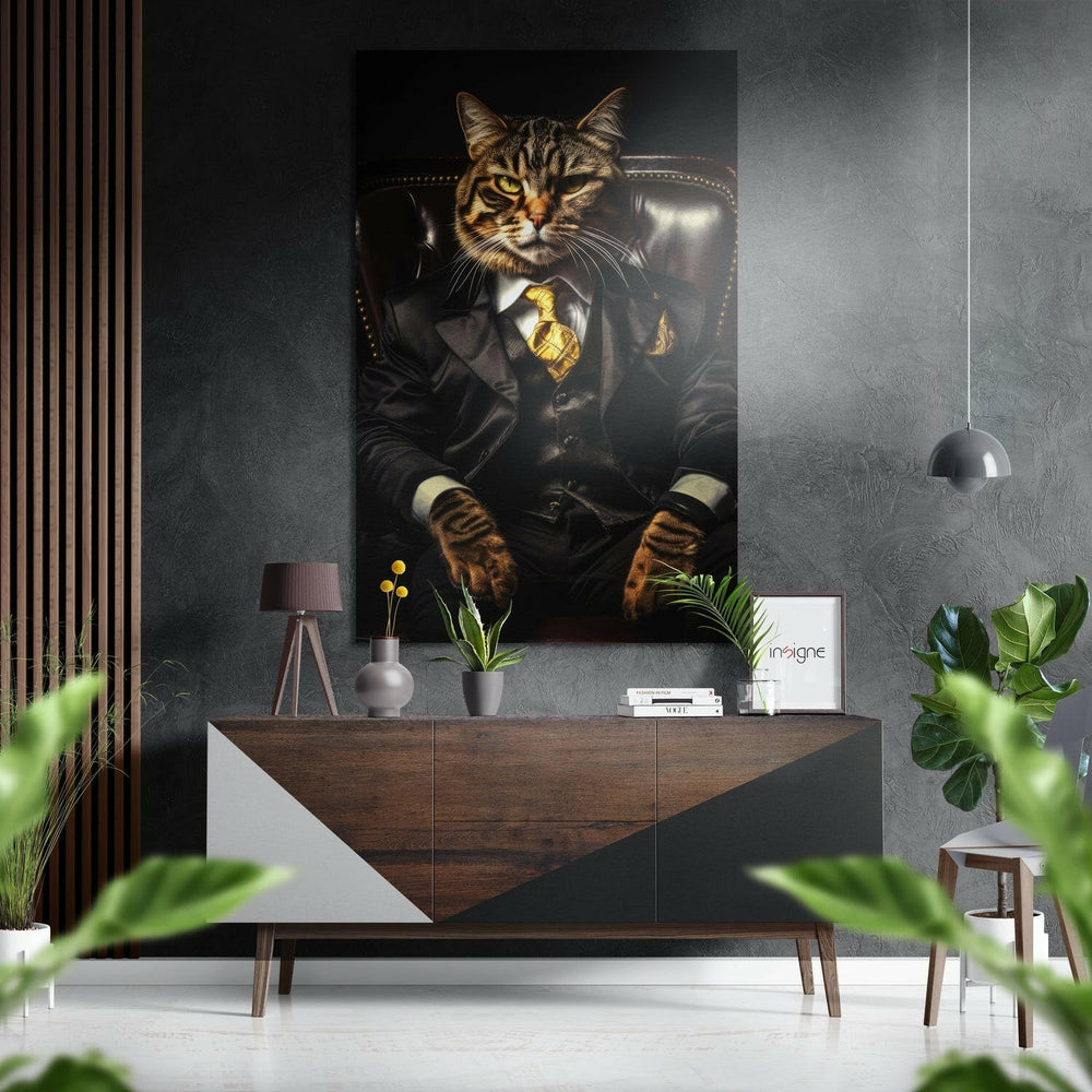 Kedi Patron Fırçalı Metalik Alu-Dibond.