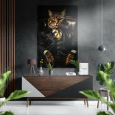 Kedi Patron Fırçalı Metalik Alu-Dibond.