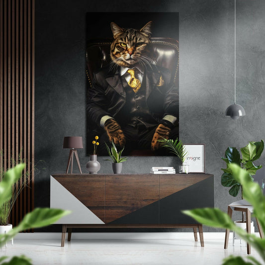 Kedi Patron Fırçalı Metalik Alu-Dibond.