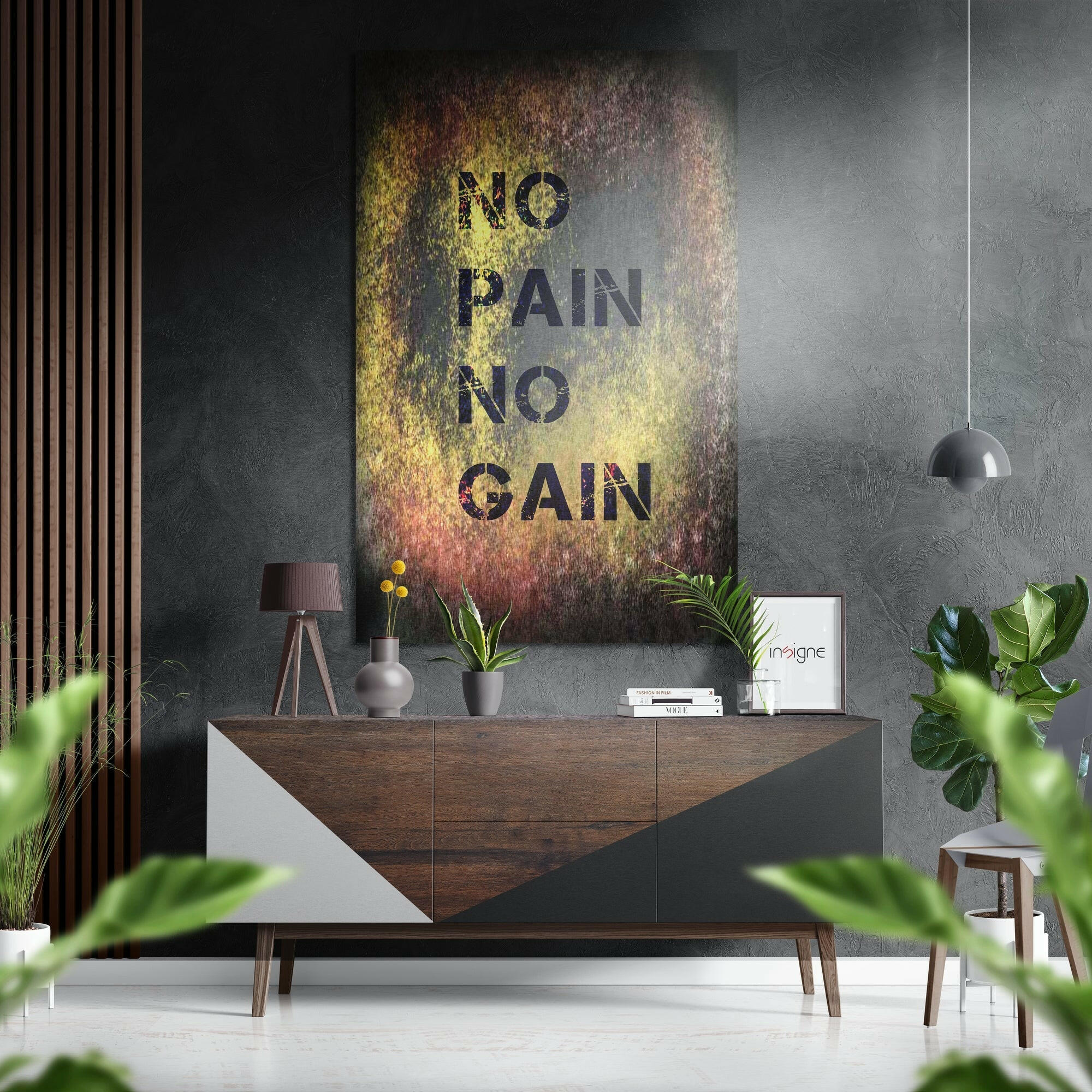 "No Pain No Gain" Fırçalı Metalik Alu-Dibond.