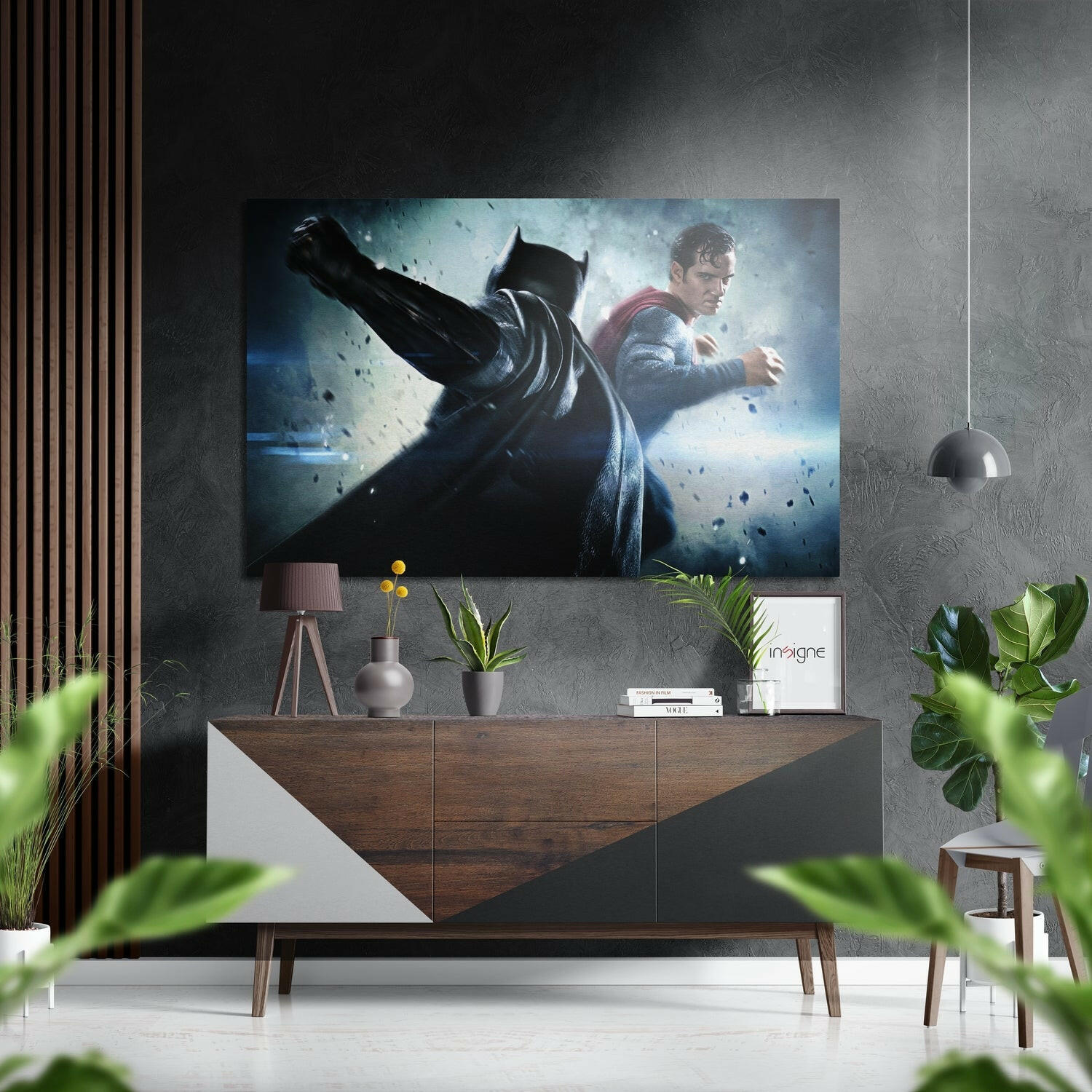 Batman Süpermen'E Karşı Fırçalı Metalik Alu-Dibond