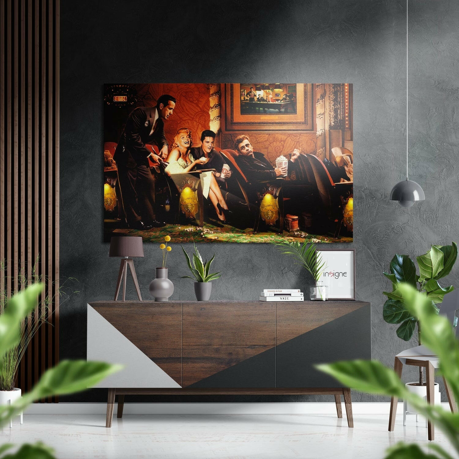 Marilyn, Elvis, Humphrey, James Fırçalı Metalik Alu-Dibond
