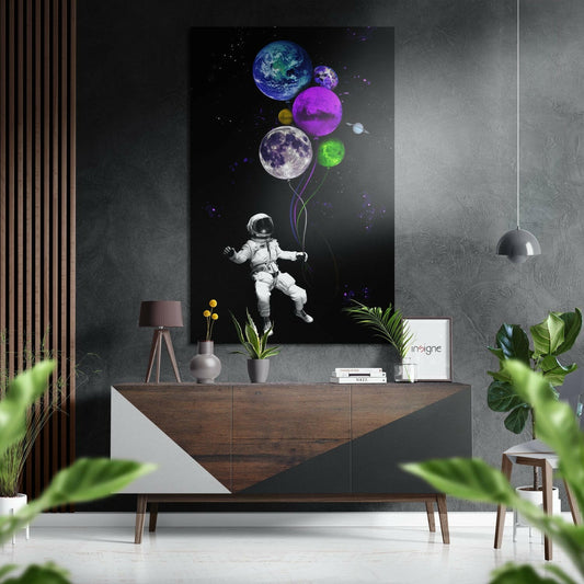 Astronotun Balonları Fırçalı Metalik Alu-Dibond.