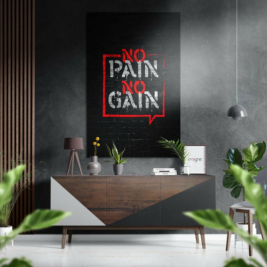 "No Pain No Gain" Fırçalı Metalik Alu-Dibond.