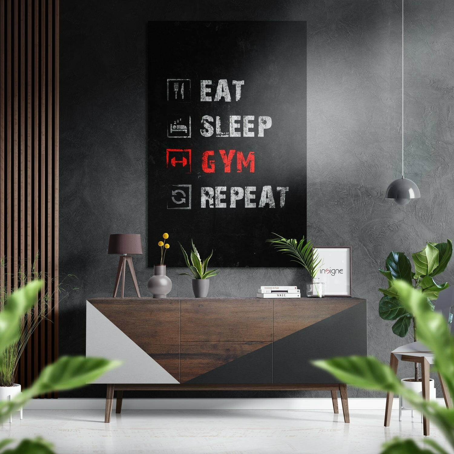 Yemek, Uyumak, Spor Salonu Fırçalı Metalik Alu-Dibond.