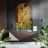 Klimt'In Öpücüğü Fırçalı Metalik Alu-Dibond.